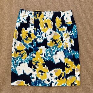Floral Patterned Skirt - Yellow and Blue